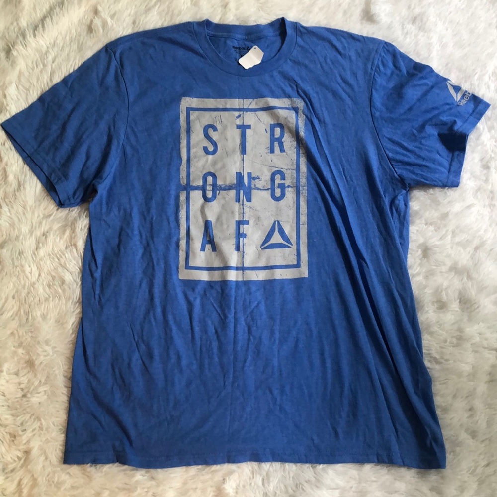 SOLD! Reebok NWT men’s Strong AF 💪🏼 blue tee - Picture 1 of 4